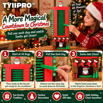 TYIIPRO™ Santa Christmas Countdown Advent Calendar – 24-Day Interactive Fireplace Countdown Decoration