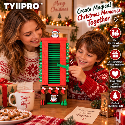 TYIIPRO™ Santa Christmas Countdown Advent Calendar – 24-Day Interactive Fireplace Countdown Decoration