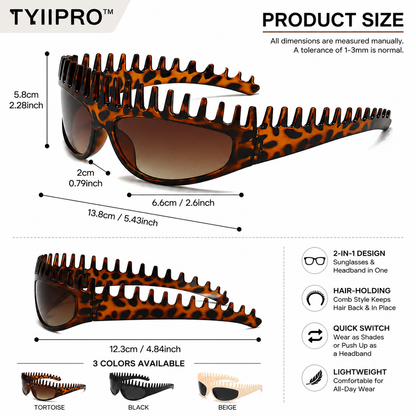 2026 2-in-1 Sunglasses Headband – Hair-Holding Comb Shades