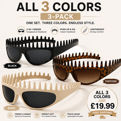 2026 2-in-1 Sunglasses Headband – Hair-Holding Comb Shades