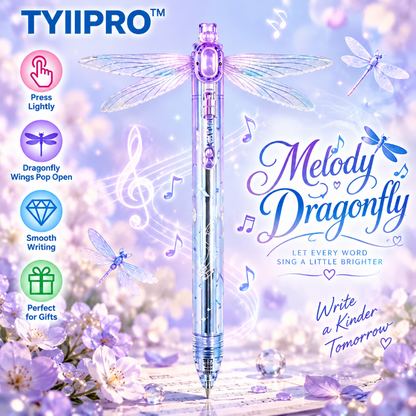 TYIIPRO™ Dragonfly Wing Retractable Gel Pen – 0.5mm Black Ink Smooth Quick-Dry Ballpoint Pen, Cute Aesthetic Writing Pen for Students & Journaling