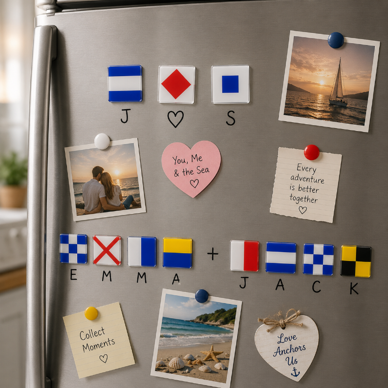 TYIIPRO™ Nautical Flag Letter Magnets – Personalized Maritime Signal Flag Tiles for Boats, Beach Homes & Coastal Decor