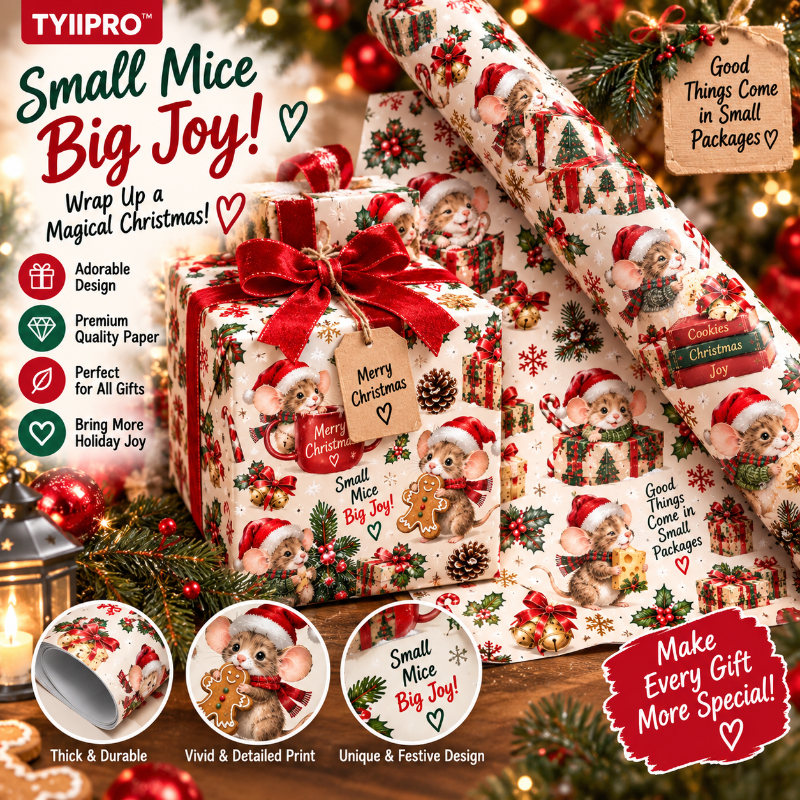 TYIIPRO™ Christmas Wrapping Paper – Cute & Funny Holiday Gift Wrap, 6 Festive Designs