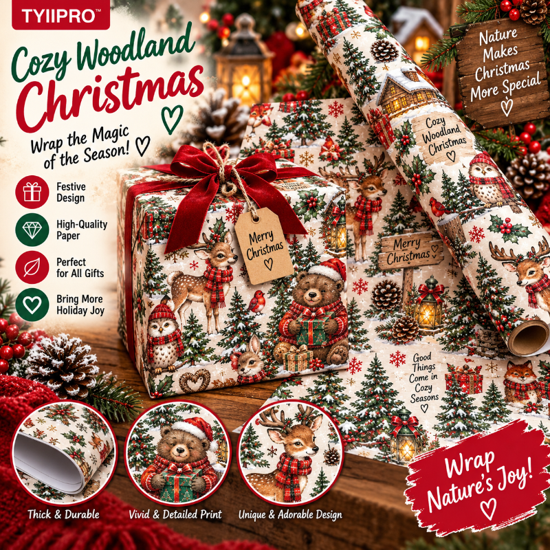TYIIPRO™ Christmas Wrapping Paper – Cute & Funny Holiday Gift Wrap, 6 Festive Designs