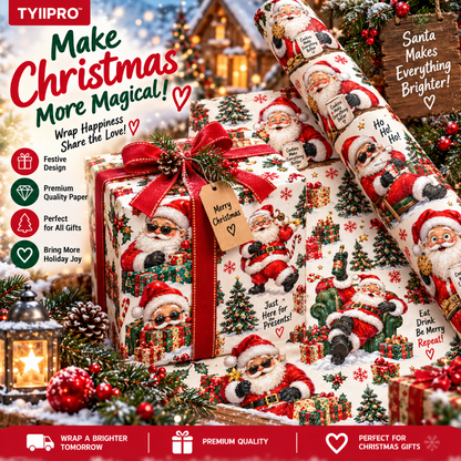 TYIIPRO™ Christmas Wrapping Paper – Cute & Funny Holiday Gift Wrap, 6 Festive Designs