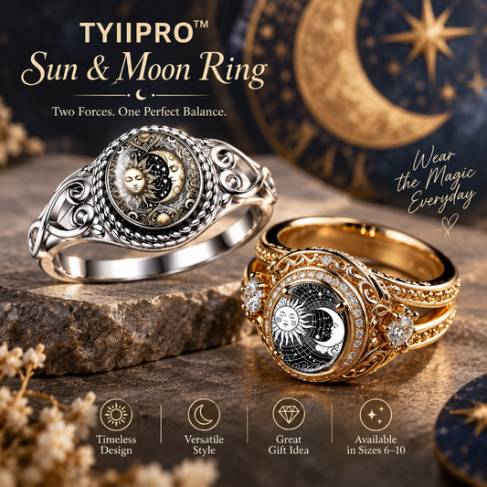 TYIIPRO™ Vintage Sun & Moon Ring – Celestial Totem Carved Statement Band