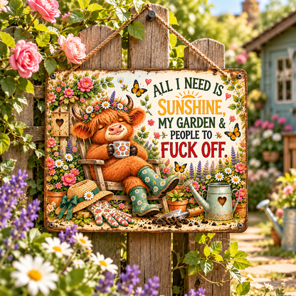 Funny Highland Cow Gardening Mug & Garden Sign – Rustic Garden Gifts | TYII™