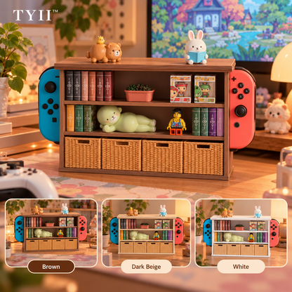 Mini Bookcase Gaming Dock Cover – Hidden Game Card Storage & Cozy Desk Decor | TYII™