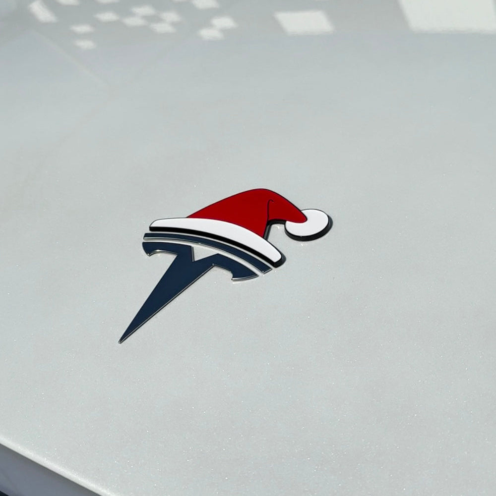 TYII™ Christmas Car Emblem Decorations – 3D Holiday Badge Stickers for Tesla