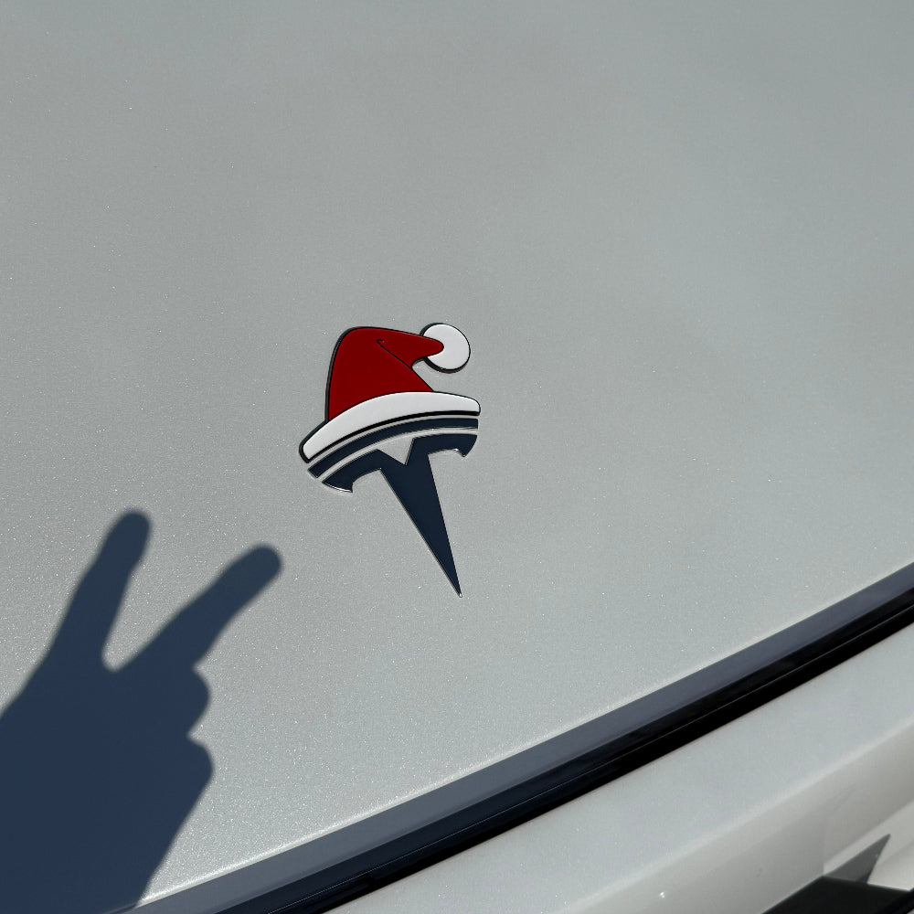 TYII™ Christmas Car Emblem Decorations – 3D Holiday Badge Stickers for Tesla