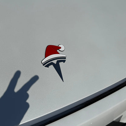 TYII™ Christmas Car Emblem Decorations – 3D Holiday Badge Stickers for Tesla