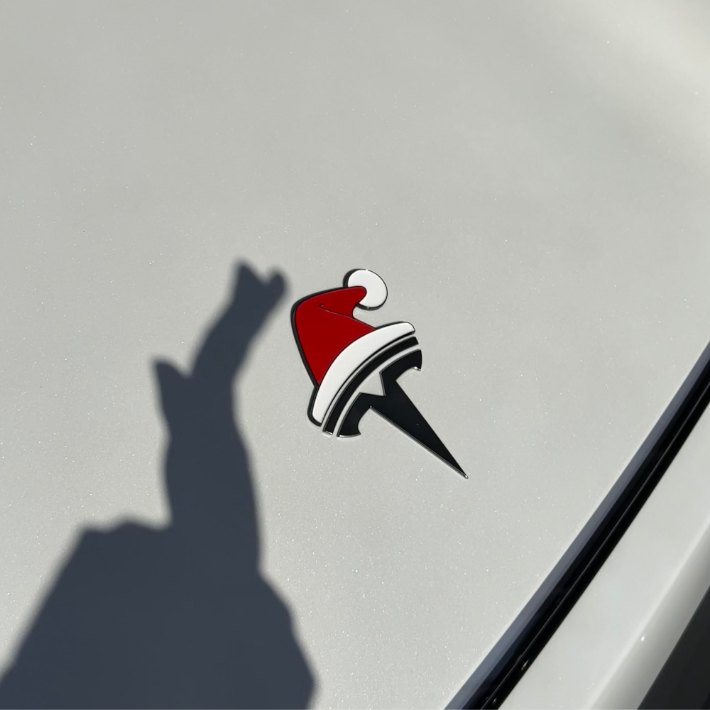 TYII™ Christmas Car Emblem Decorations – 3D Holiday Badge Stickers for Tesla