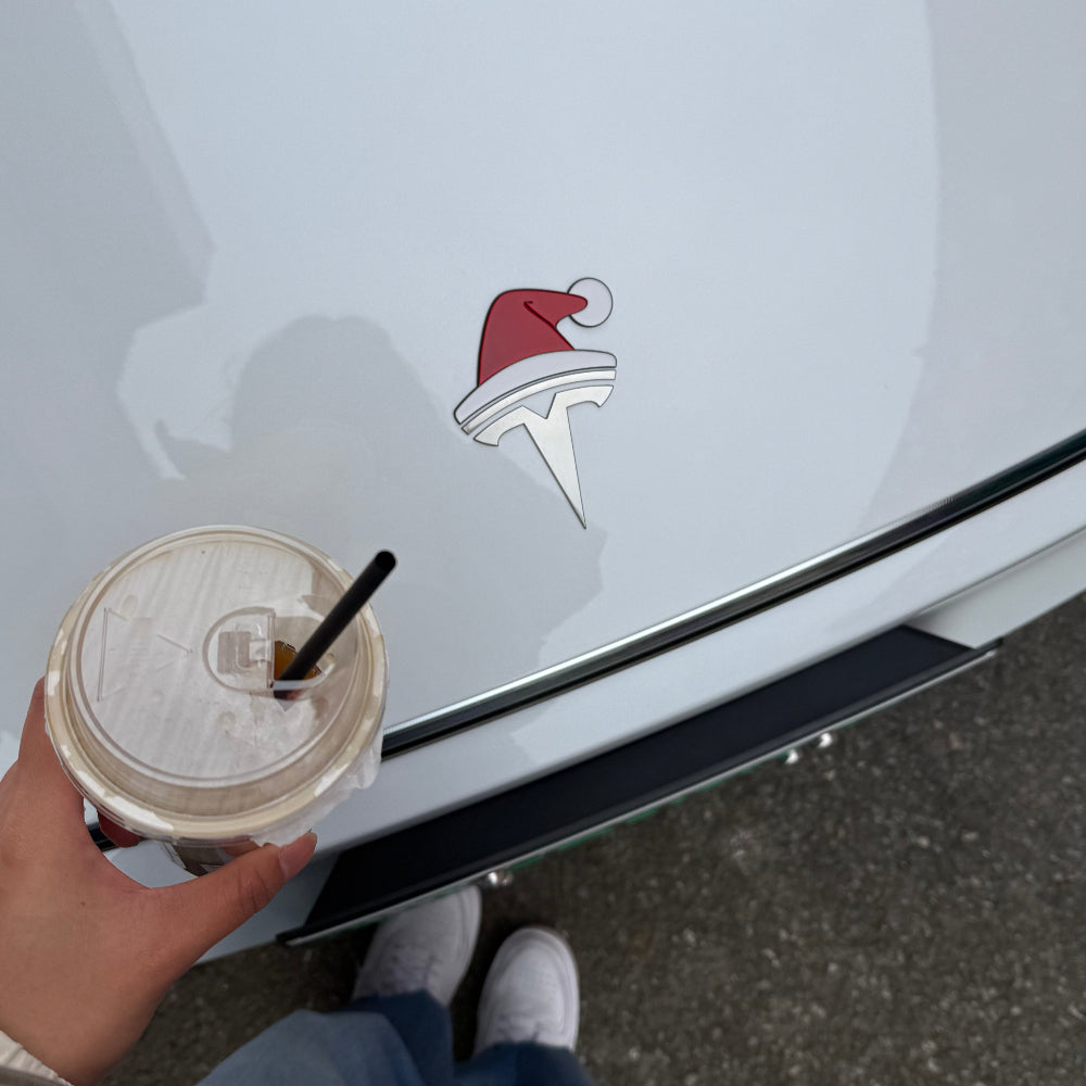 TYII™ Christmas Car Emblem Decorations – 3D Holiday Badge Stickers for Tesla