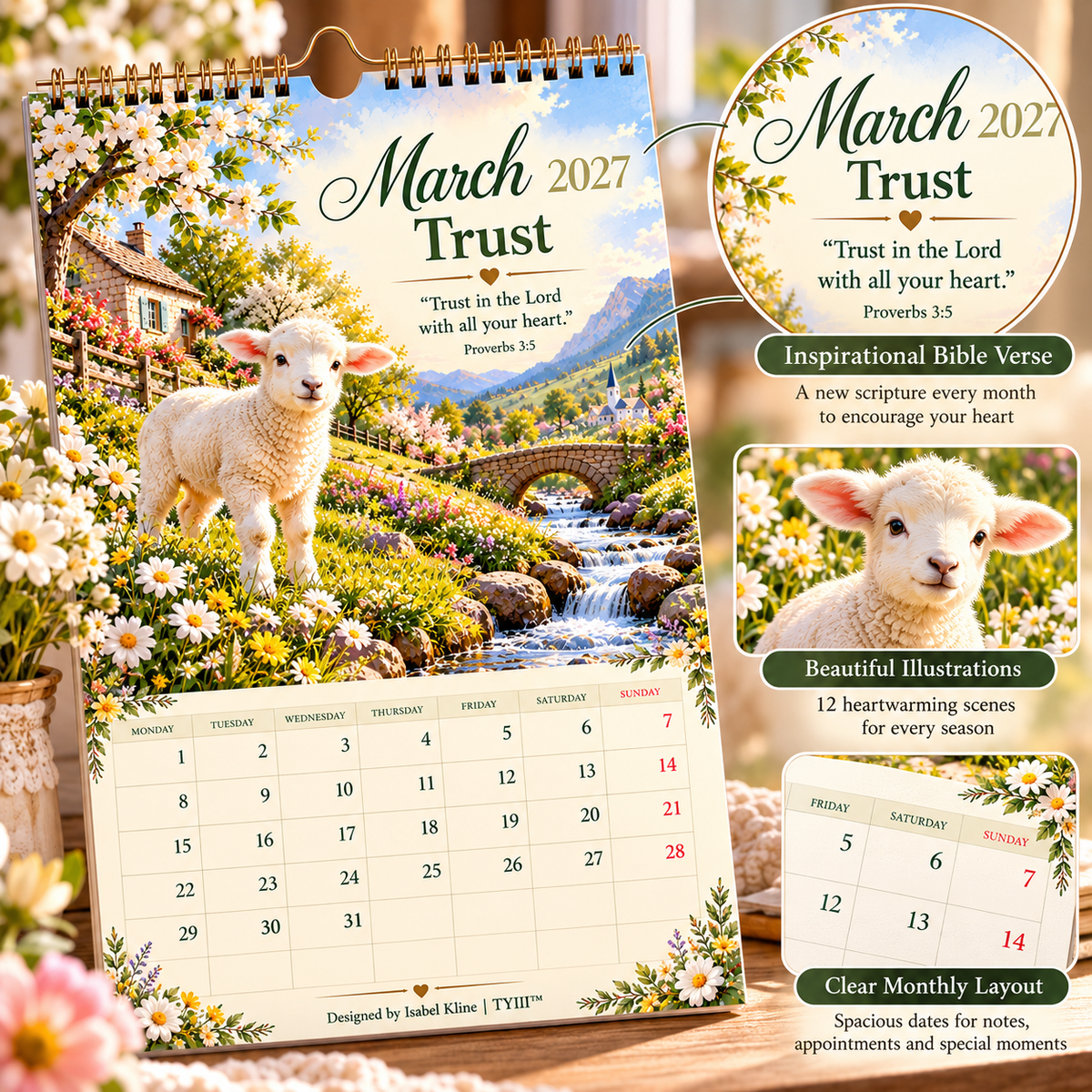 2027 God's Promises Bible Verse Wall Calendar – 12 Months of Faith, Hope & Love, Christian Inspirational Gift | TYII™