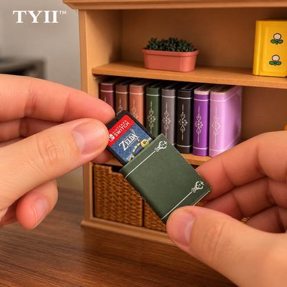 Mini Bookcase Gaming Dock Cover – Hidden Game Card Storage & Cozy Desk Decor | TYII™