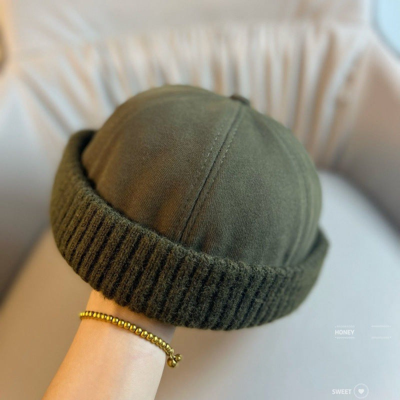 TYII™ Brimless Docker Hat – Vintage Knit Cuff Beanie Cap for Men & Women