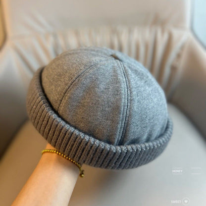 TYII™ Brimless Docker Hat – Vintage Knit Cuff Beanie Cap for Men & Women