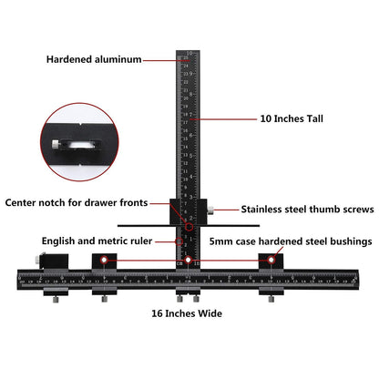Cabinet Hardware Jig – Handle Template with Engraved Rulers & Self‑Punching Centre