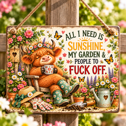 Funny Highland Cow Gardening Mug & Garden Sign – Rustic Garden Gifts | TYII™