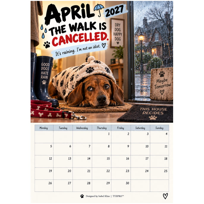 TYIIPRO™ 2027 Funny Dachshund Wall Calendar – Sarcastic Sausage Dog Calendar, A4 Monthly Dog Lover Gift