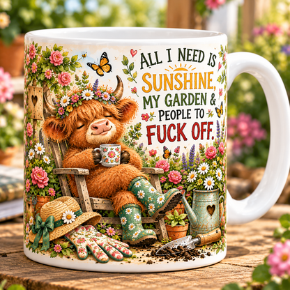 Funny Highland Cow Gardening Mug & Garden Sign – Rustic Garden Gifts | TYII™