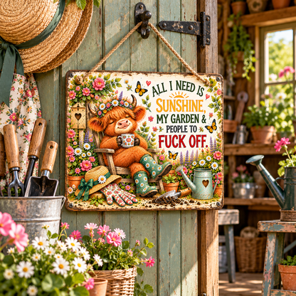 Funny Highland Cow Gardening Mug & Garden Sign – Rustic Garden Gifts | TYII™
