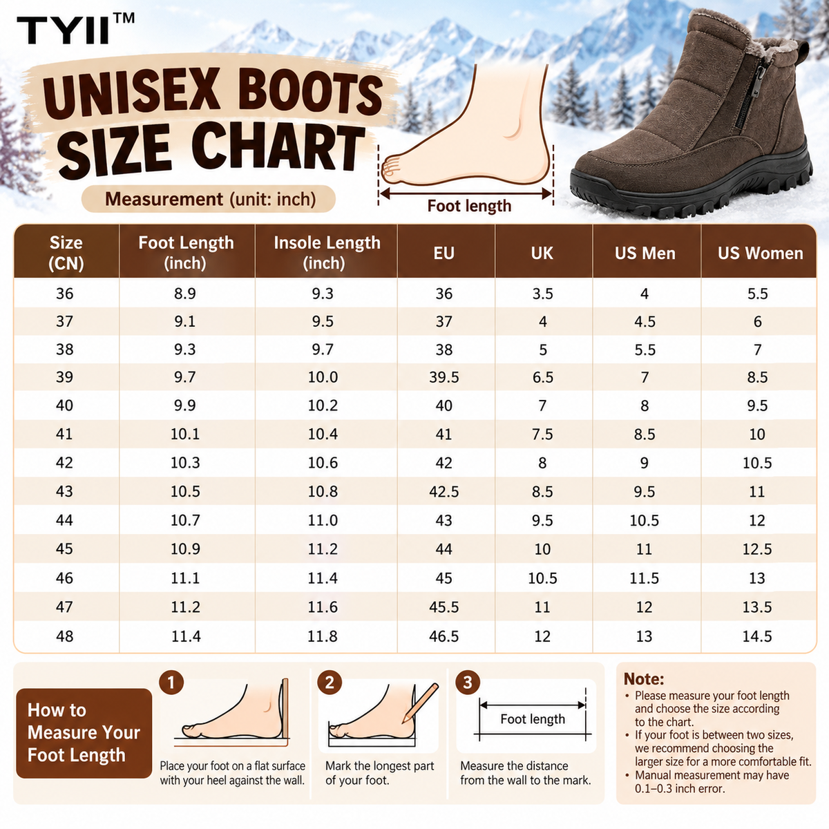 TYII™ Unisex Winter Fleece-Lined Ankle Boots – Warm Non-Slip Snow Boots