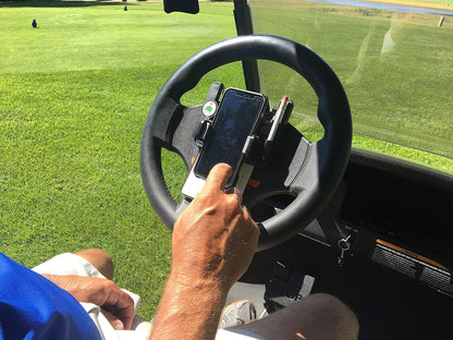 ⛳ Clip-On Phone Holder for Golf Cart Steering Wheel – Quick Install & Firm Grip
