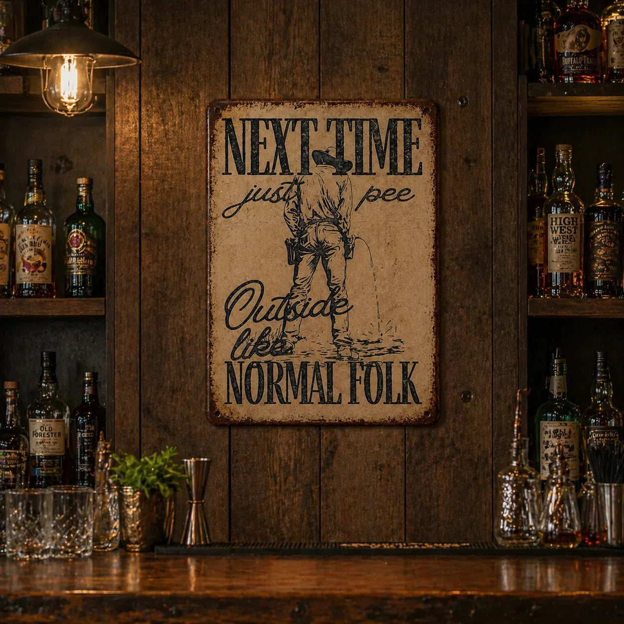 🤠"Next Time Pee Outside Like Normal Folk" Funny Wall Sign
