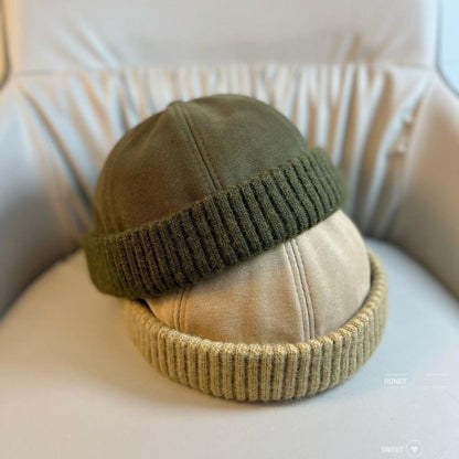 TYII™ Brimless Docker Hat – Vintage Knit Cuff Beanie Cap for Men & Women