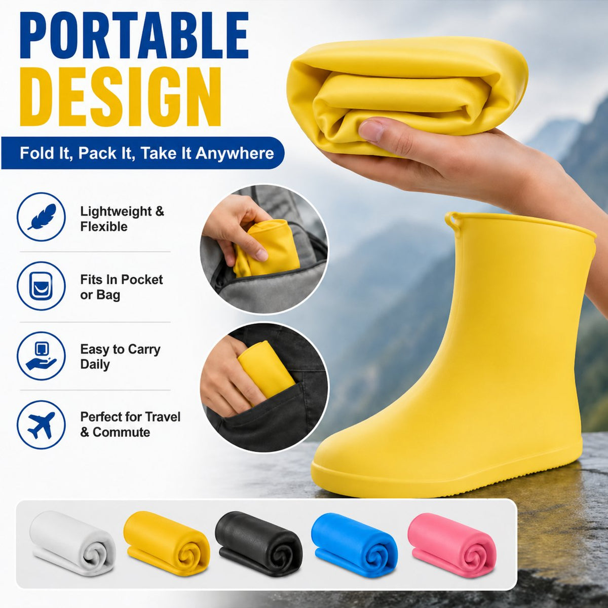🌧️ Tyii™ Heavy-Duty Non-Slip Reusable Waterproof Shoe Covers – Keep Shoes Clean & Dry