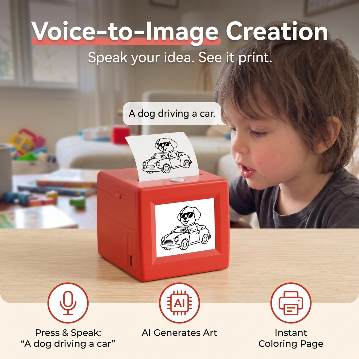 TYII™AI Voice-Activated Mini Sticker Printer