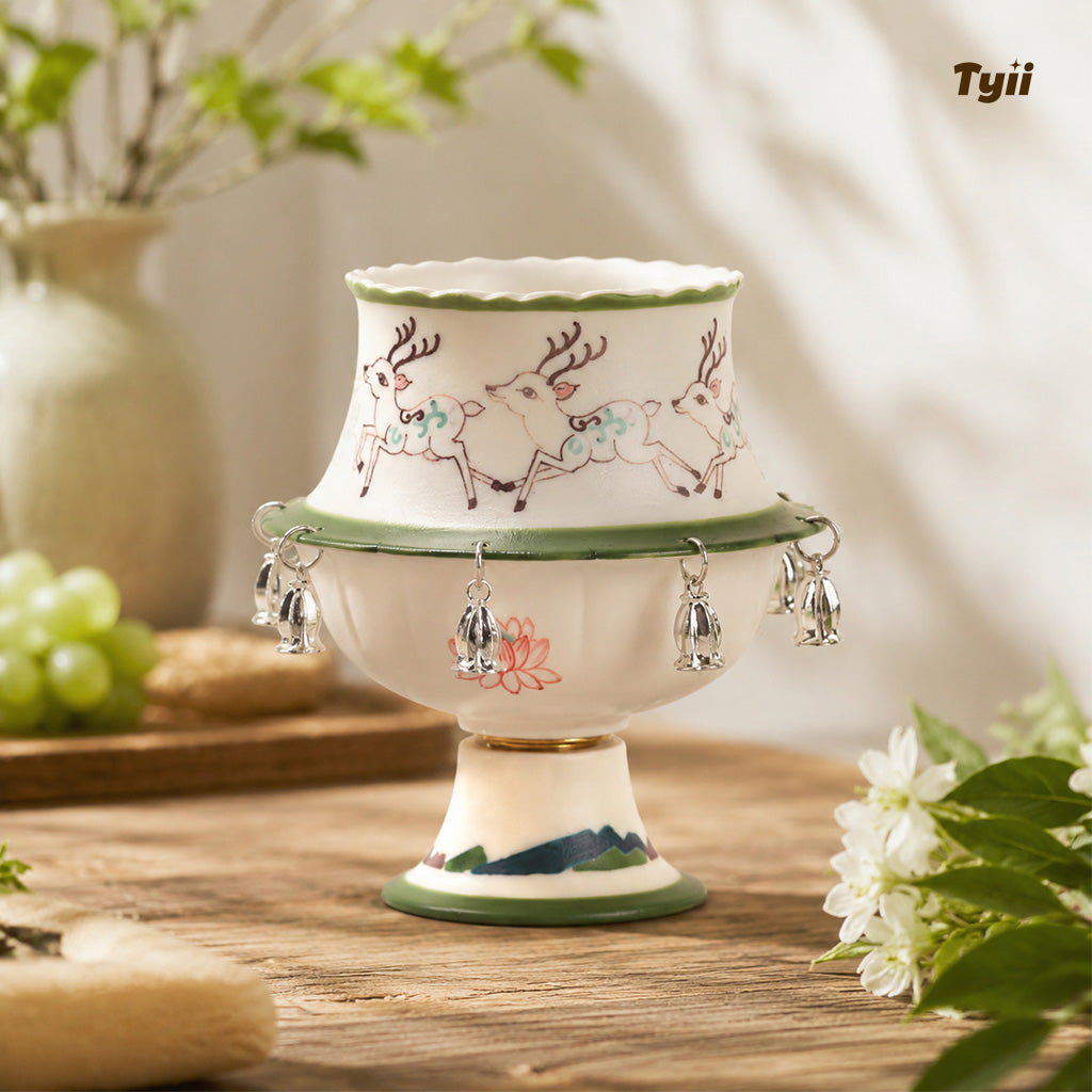 The Oriental Charm: Hand-Painted Under-Glaze Rotating Tea Cup with Luxury Gift Box