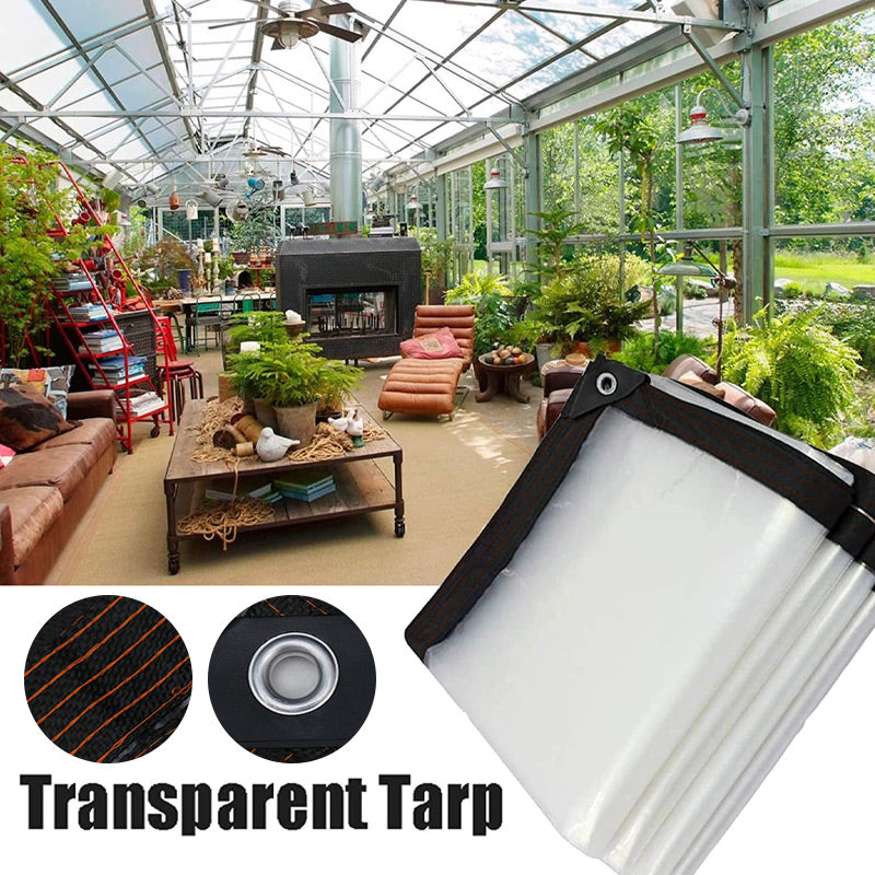 🔥 Heavy-Duty Transparent Tarp – Waterproof, Insulating & UV-Resistant with Aluminum Grommets ⛈️