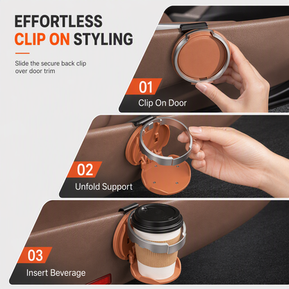 Universal Foldable Car Cup Holder with Hook