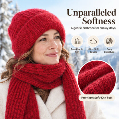 💞✨  Clever All-in-One Knit Hat & Scarf Set 🤍❄️ Soft twisted knit, keeps head and neck cosy without bulky layers🧣