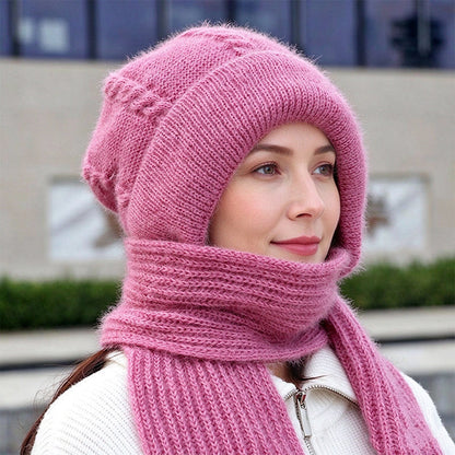 💞✨  Clever All-in-One Knit Hat & Scarf Set 🤍❄️ Soft twisted knit, keeps head and neck cosy without bulky layers🧣