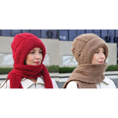 💞✨  Clever All-in-One Knit Hat & Scarf Set 🤍❄️ Soft twisted knit, keeps head and neck cosy without bulky layers🧣