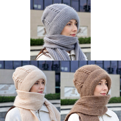 💞✨  Clever All-in-One Knit Hat & Scarf Set 🤍❄️ Soft twisted knit, keeps head and neck cosy without bulky layers🧣